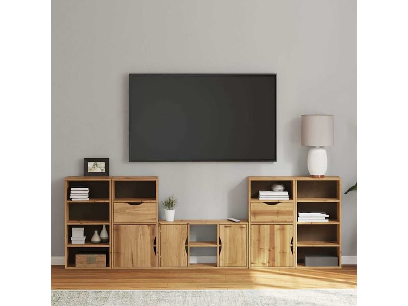  Meubles tv - banc tv - meuble de rangement 5 pcs avec rangement odda bois de pin massif  - Conforama B