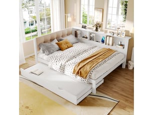 Lit gigogne 140x200 cm <strong>MERAX</strong>  <strong>lit enfant blanc</strong> coloris blanc