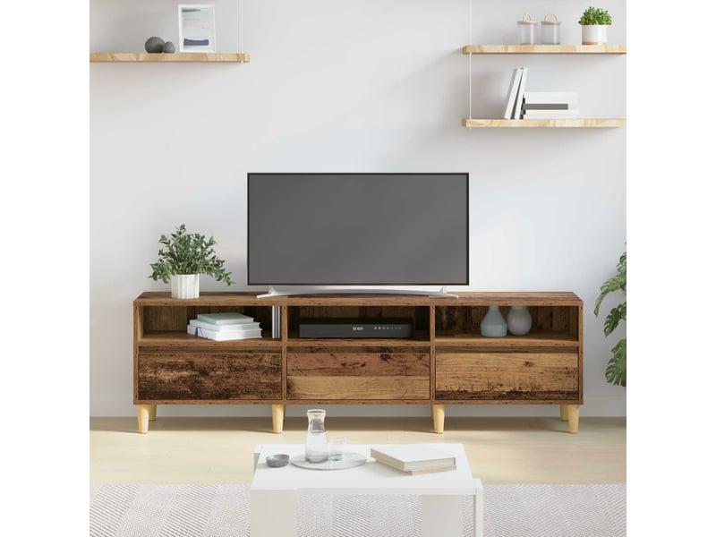  Meuble tv - banc tv - meuble de rangement 150 x 30 x 45 cm bois ancien bois d'ingénierie  - Conforama D