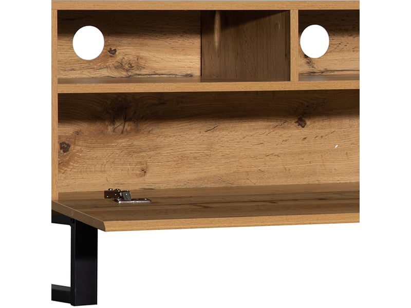  Meuble tv 180 cm design colorblock – effet bois, nombreux rangements pratiques  - Conforama D