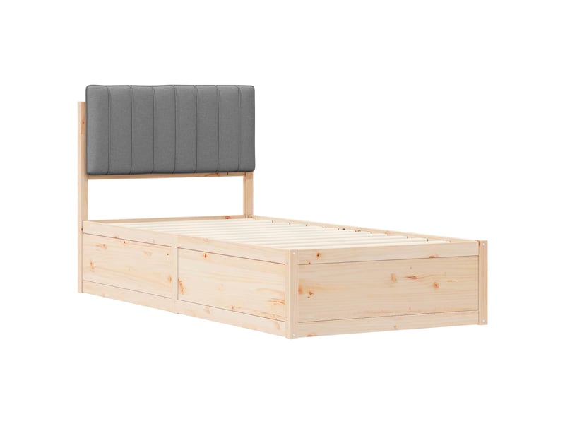 Lit simple- lit adulte -  cadre de lit avec tête de lit rembourrée gris clair 90 x 190 cm  - Conforama C