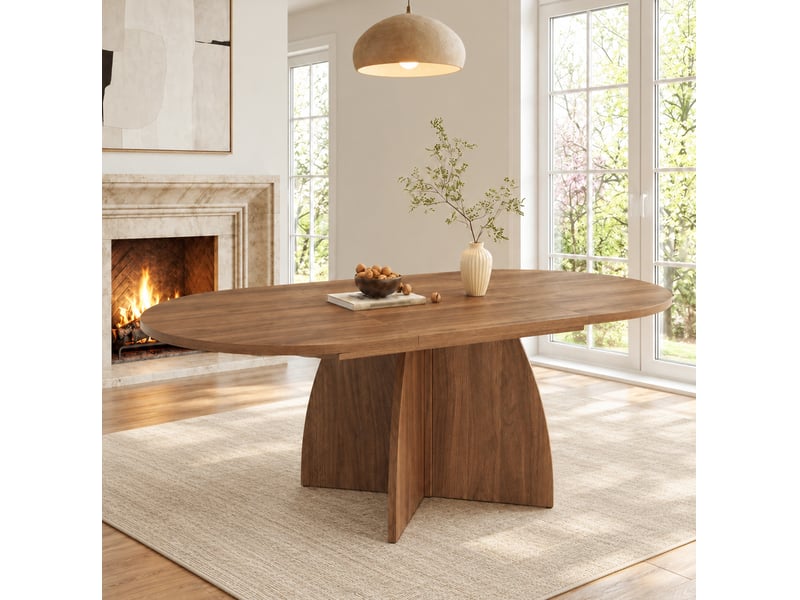 Table de salle à manger extensible pour 6 à 8 personnes, plateau stable de 18 mm en mdf noyer, 120180 × 90 × 75 cm - Conforama B