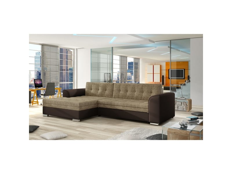  Canapé d'angle convertible conforto 4 places beige et chocolat – angle gauche  - Conforama B