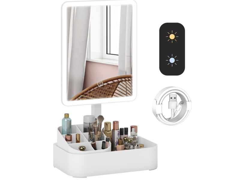  Miroir de maquillage 22x13,8x38 cm led rechargeable blanc  - Conforama A