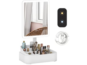 Miroir rectangulaire à poser coloris blanc <strong>DESMIU</strong> <strong></strong> - 13.8 cm x 22 cm