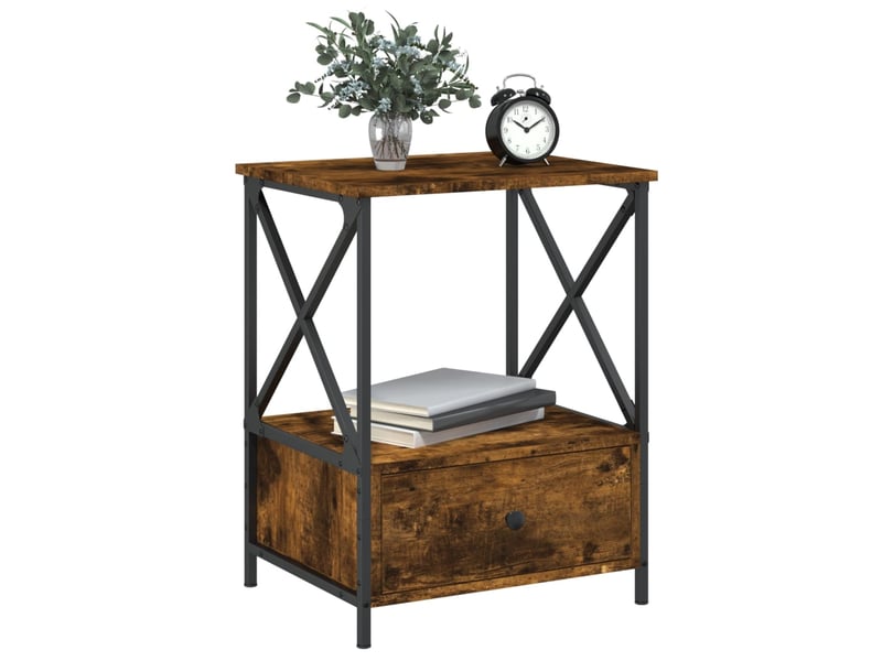  Table de chevet - cabinet de chevet - table de nuit chêne fumé 50x41x65 cm bois d'ingénierie  - Conforama B