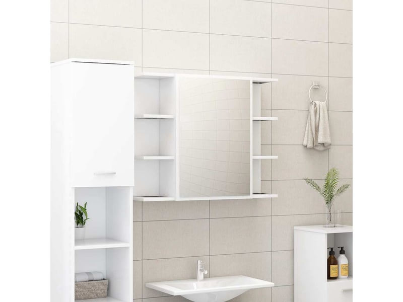Ensemble de meubles de salle de bain 3pcs blanc bois ingénierie cf63849 - Conforama D