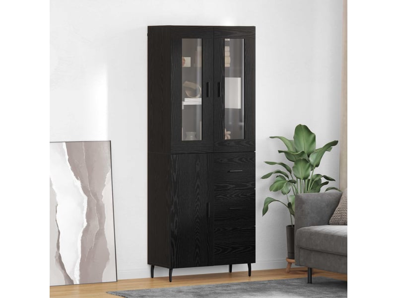  Buffet - haut armoire 2 pc chêne noir 69,5 x 34 x 180 cm  - Conforama B
