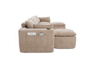 Canapé modulable, canapé 4 places, en tissu chenille, kaki, poches latérales, porte-gobelets, adapté à l'espace de vie