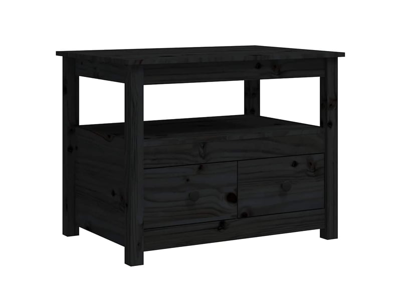  Table basse | table de salon noir 71x49x55 cm bois massif de pin  - Conforama A