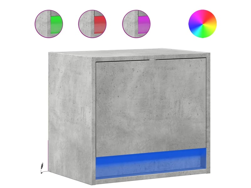 Lot de 2 tables de chevet - cabinet de chevet - table de nuit murales avec lumières led gris béton - Conforama A