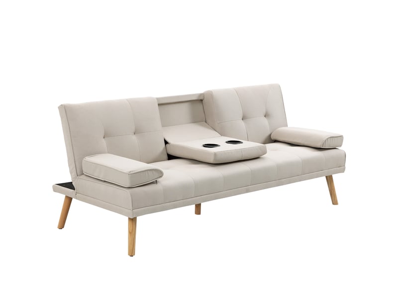  Canapé convertible 3 places, 2 coussins et 2, canapé-lit rembourré avec dossier réglable 3 niveaux  - Conforama B