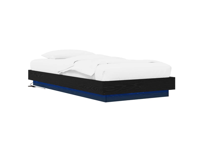 Lit simple- lit adulte - cadre de lit avec led chêne noir 80 x 200 cm bois d'ingénierie - Conforama A