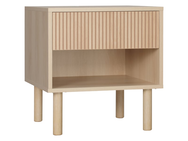  Table de chevet table de nuit avec tiroirs et niches, table d'appoint style moderne pour chambre à coucher, salon, finition bois naturel, dim. 47 x 47 x 50 cm  - Conforama B