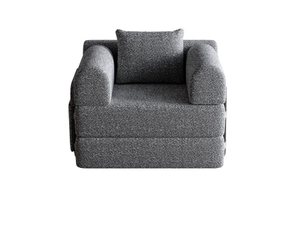 Fauteuil convertible 1 place - 94x91x70cm - chauffeuse lit chenille, poche rangement, cadre acier - gris foncé