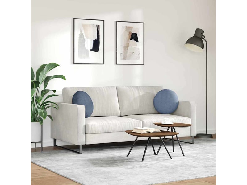 Lot de 2 coussins de siège, coussins décoratifs tissu en velours côtelé bleu ø 40 cm cf59786 - Conforama D