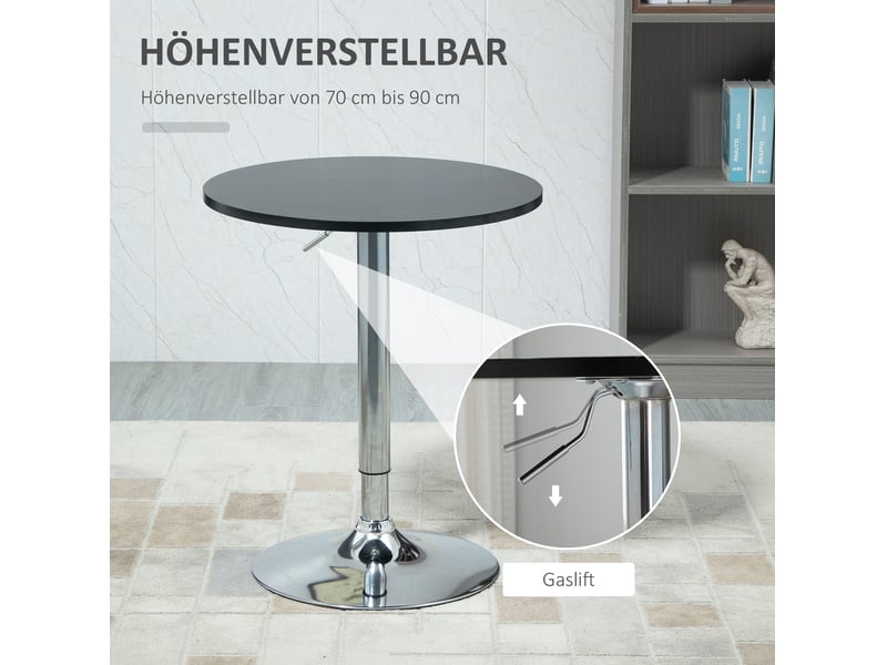 Table bar ronde relevable pivotante 61 cm – noir – hauteur réglable 70 à 90 cm, plateau rotatif - Conforama E
