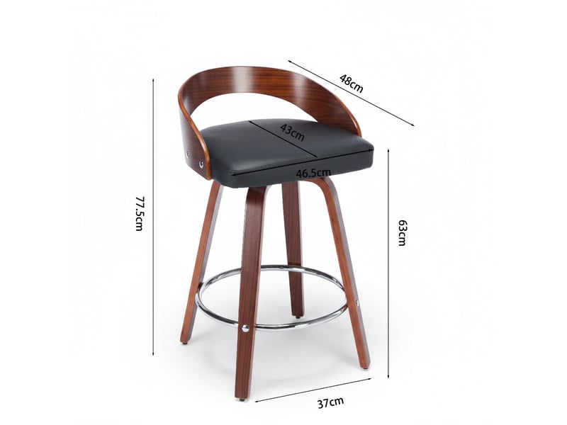  Tabouret de bar pivotant assise rembourrée dossier bois noir cravdom  - Conforama E