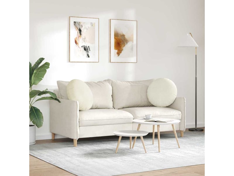  Lot de 2 coussins de siège, coussins décoratifs velours crème ø50 x 19 cm cf59891  - Conforama D