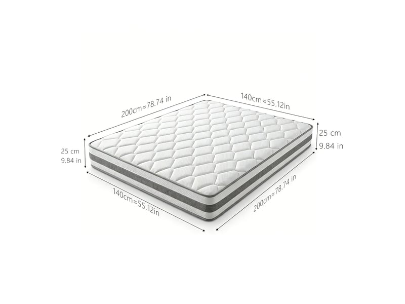  Matelas à ressorts ensachés tcqpz 140 x 200 cm h4 25 cm 7 zones mousse confort blanc  - Conforama B