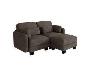 Canapé d'angle modulable 2 places modenvie en chenille marron 176 x 143 x 88 cm avec ottomane