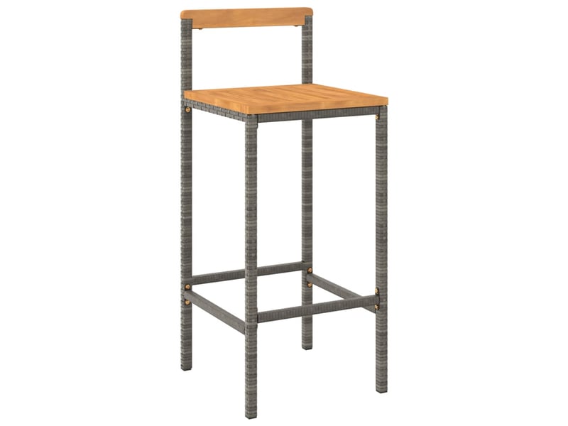  Lot de 2 tabouret de bar, chaise de bar gris résine tressée et bois d'acacia shl76941  - Conforama C