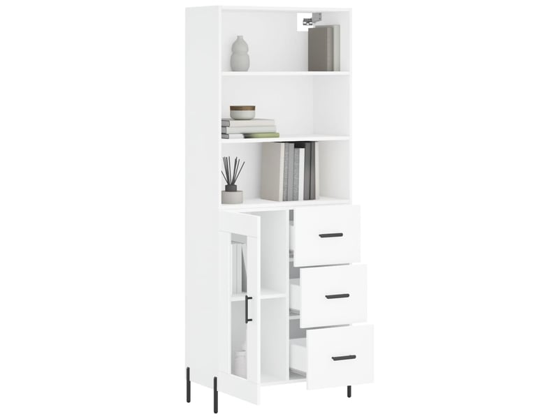  Buffet haut - bahut - meuble de rangement blanc 69,5x34x180 cm bois d'ingénierie  - Conforama C
