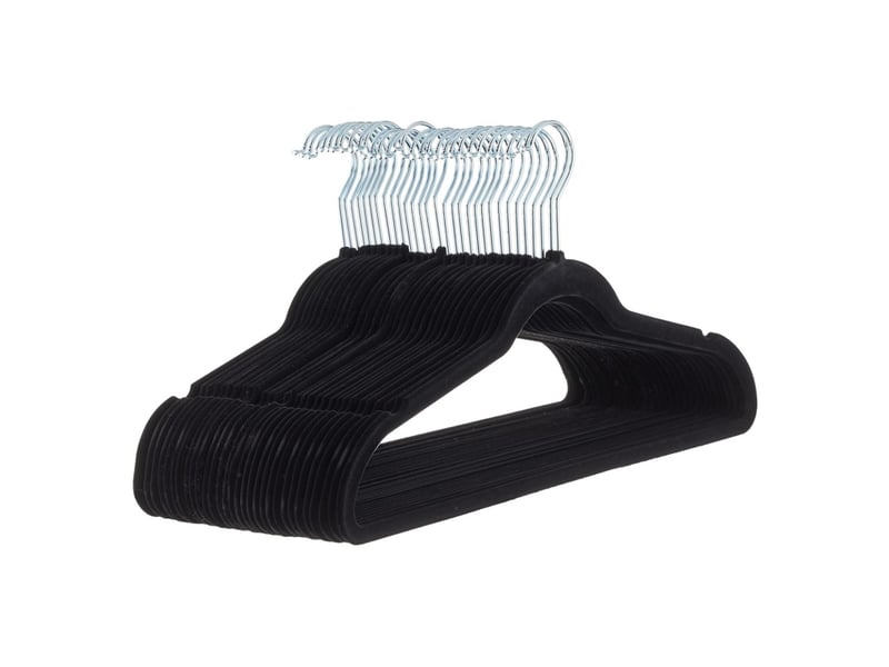  Lot de 30 cintres noirs en velours pour costumes – cintres rembourrés antidérapants pour manteaux, vestes et chemises  - Conforama A