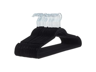 Lot de 30 cintres noirs en velours pour costumes – cintres rembourrés antidérapants pour manteaux, vestes et chemises