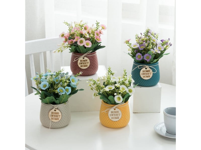  Artificielle faux fleurs,plante artificielle interieur petite,plante artificielle interieur exterieur, fausse plante decoration pour maison salon cuisine chambre,marguerite (rose)lo-ron  - Conforama C