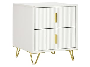 Table de chevet à 2 tiroirs, table de nuit, table d'appoint avec pieds en métal pour chambre à coucher, 40 x 40 x 47 cm, blanche