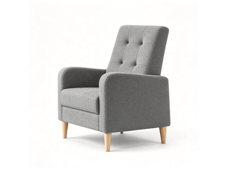  Fauteuil lounge nordique 1 place gris foncé, revêtement aspect lin, structure bois massif  - Conforama A