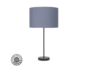 Fabrilamp moda grande lampe à poser noir bleu, abat-jour textile motif bleu uni, 1 x e27, 63 cm
