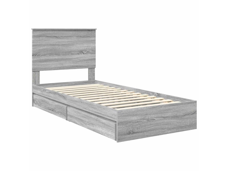  Lit simple- lit adulte -  lit de rangement gris sonoma 90 x 200 cm bois d'ingénierie  - Conforama C