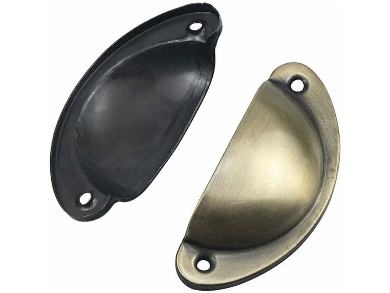  Jeu de 12 poignées vintage en forme de coquillage de 8x3,5 cm, poignées en fer rétro pour cuisine et tiroirs avec vis  - Conforama E
