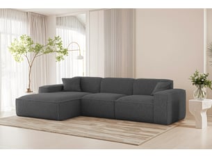 Canapé d'angle luga l gauche tissu sven 16 gris