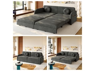 Canapé droit convertible <strong></strong> <strong></strong> 3 places Tissu gris
