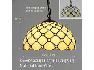 Lustre suspendu vintage en vitrail fait main – hauteur réglable, douille e27, pour salon, chambre et salle à manger-style 3