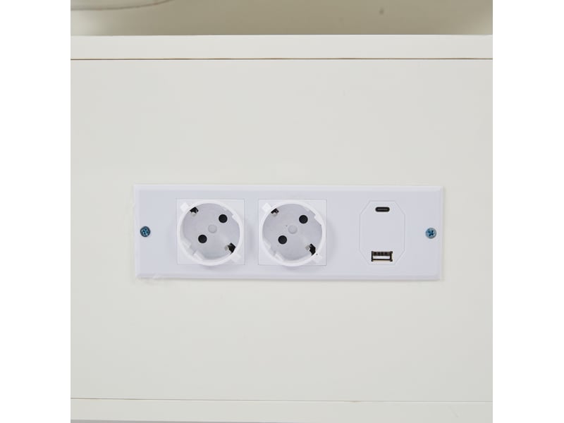  Table basse 100x50x43 cm led rgb et recharge, panneau de particules blanc  - Conforama D