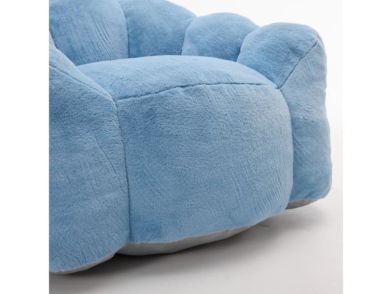  Fauteuil compact forme lotus en peluche bleu W3495P491801 - Conforama D