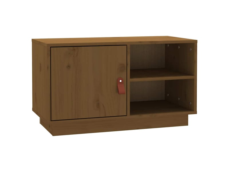  Meuble tv - banc tv - meuble de rangement marron miel 70x34x40 cm bois de pin massif  - Conforama A
