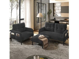 Canapé droit fixe <strong>MODENVIE</strong> <strong></strong> 4 places Velours côtelé gris