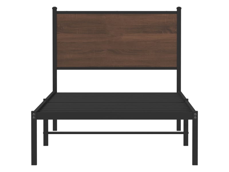  Lit simple- lit adulte -  cadre de lit en métal sans matelas chêne marron 80x200 cm  - Conforama D