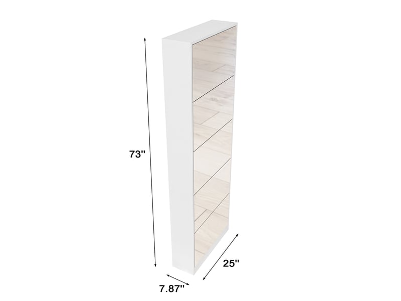  Meuble à chaussures 63x19,6x185 cm avec miroir mdf blanc  - Conforama E