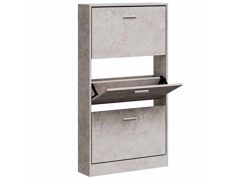  Meuble à chaussure, armoire à chaussures gris béton 59x17x108 cm bois d'ingénierie  - Conforama C
