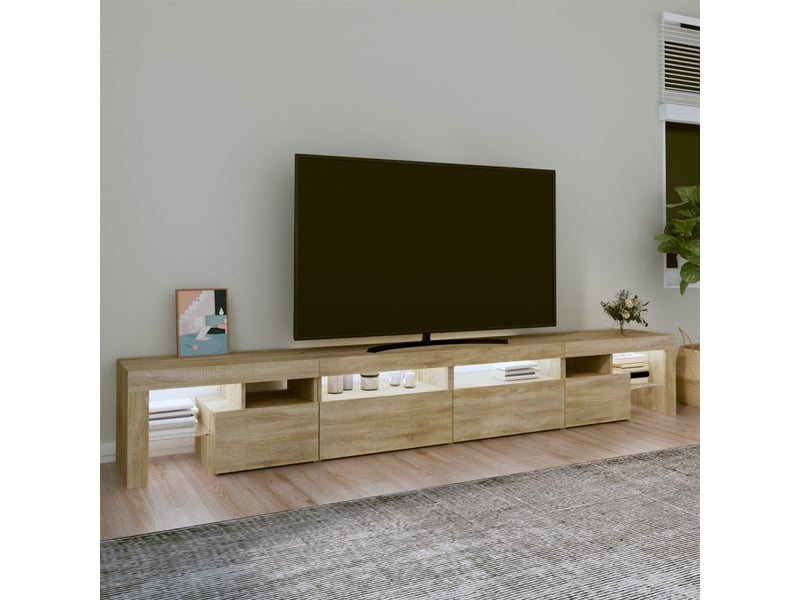  Meuble tv - banc tv - meuble de rangement avec lumières led chêne sonoma 260x36,5x40 cm  - Conforama C