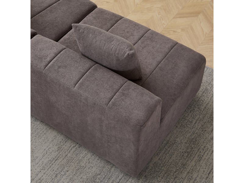  Canapé module chenille incurvé à 2 coussins – demi-cercle symétrique pour salon, chambre, bureau, détente  - Conforama D