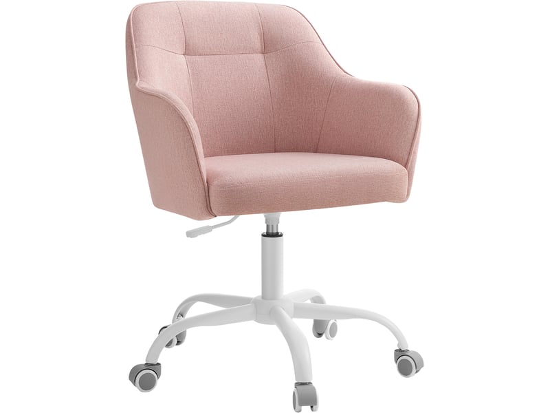 Chaise De Bureau Ergonomique Rose - Accoudoirs Rabattables, Hauteur Réglable - Rembourrage épais, Capacité 185 Kg - Pour Bureau, Salon, Gaming