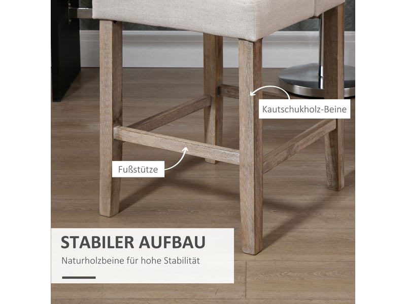  Tabourets de bar lot de 2 avec dossier - lpospi - repose-pieds, polyester, cuisine - beige 47 × 50 × 101 cm  - Conforama E