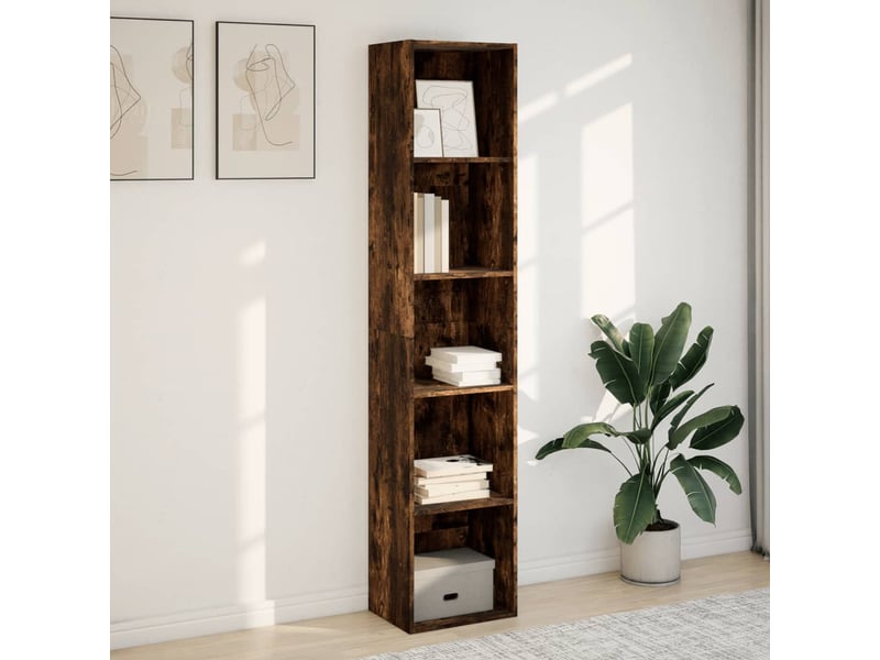  Bibliothèque, étagère de rangement chêne fumé 40x30x189 cm bois d'ingénierie  - Conforama C